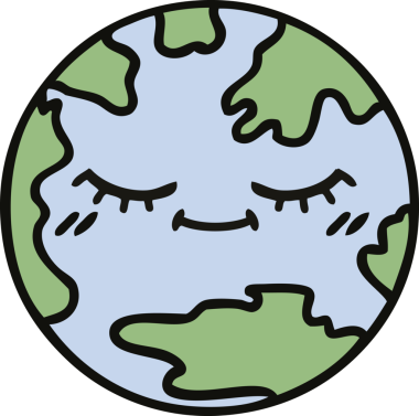 Bir insan tarafından çizilmiş şirin bir dünya karikatürü.