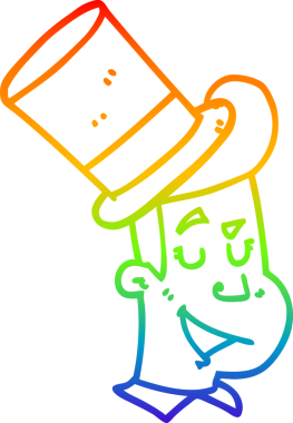 Bir insan tarafından çizilmiş silindir şapkalı bir adamın çizimi.