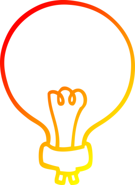 Bir insan tarafından çizilen çizgi film ampulünün sıcak gradyan çizimi