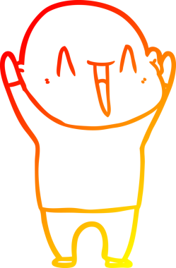 Bir insan tarafından çizilmiş mutlu, kel bir adamın sıcak çizgi çizimi.