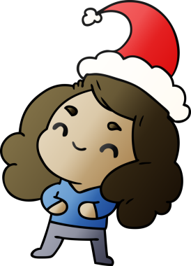 Bir insan tarafından çizilmiş Kawai kızının el çizimi gradyan çizgi filmi.