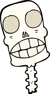 Bir insan tarafından çizilmiş ürkütücü bir kafatası.