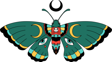 Bir insan tarafından çizilmiş geleneksel bir güve dövmesi.