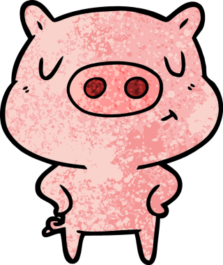 Bir insan tarafından çizilmiş çizgi film içerikli domuz.