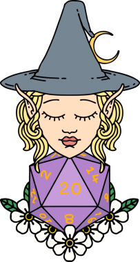 Retro Dövme Biçimli elf karakteri Bir insan tarafından çizilmiş doğal yirmi zar atışıyla