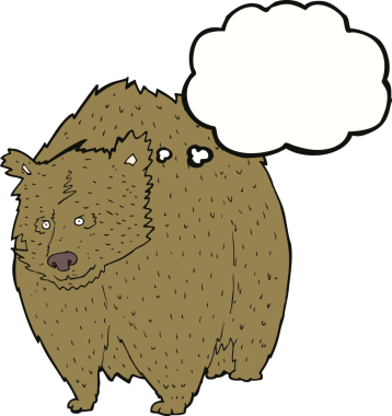 Bir insan tarafından çizilmiş dev bir ayı karikatürü.