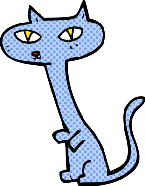 Bir insan tarafından çizilmiş çizgi film kedisi.