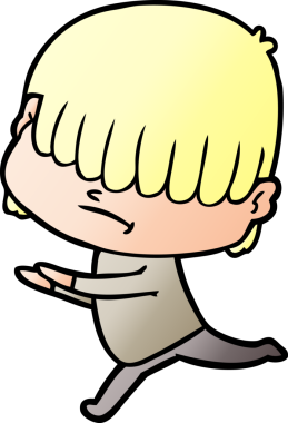 Bir insan tarafından çizilmiş dağınık saçlı çizgi film çocuğu.