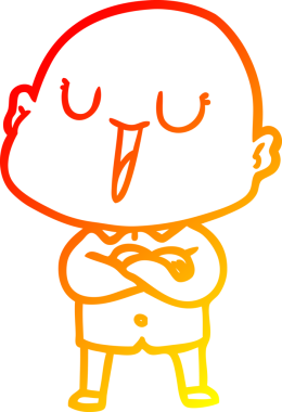 Bir insan tarafından çizilmiş mutlu, kel bir adamın sıcak çizgi çizimi.