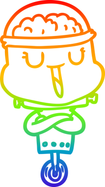 gökkuşağı gradyanı çizimi bir insan tarafından çizilmiş mutlu bir robot çizgi filmi.