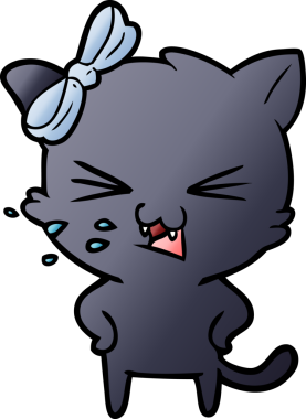 Bir insan tarafından çizilmiş çizgi film kedisi.