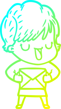 Bir insan tarafından çizilmiş bir karikatür kadın çizimi.