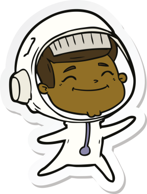 Bir insan tarafından çizilmiş mutlu bir astronotun çıkartması.