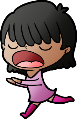 Çizgi filmdeki kadın bir insan tarafından yüksek sesle çizilmiş.