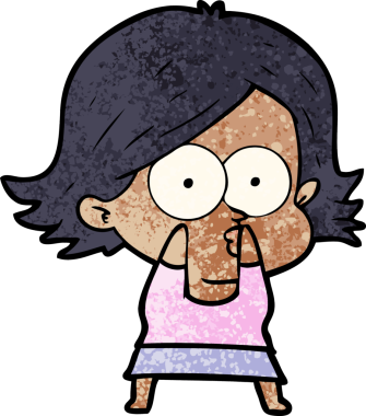 Çizgi film kızı somurtuyor bir insan tarafından