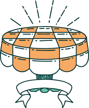 Bir insan tarafından çizilmiş dövmeli kafe tabelalı parşömen.