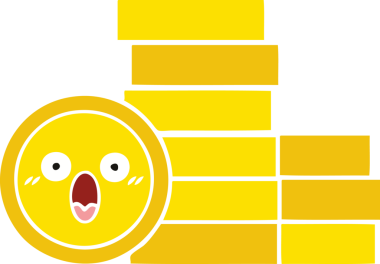 Bir insan tarafından çizilmiş paraların düz renkli retro karikatürü