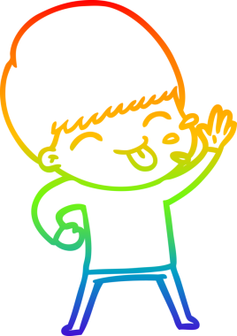 gökkuşağı gradyanı çizimi bir insan tarafından çizilmiş mutlu bir çizgi film çocuğu