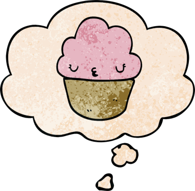 Bir insan tarafından çizilmiş, üzerinde düşünce kabarcığı olan çizgi film keki.