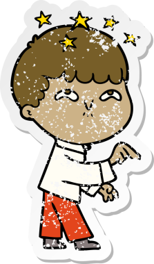 Bir çizgi filmin sıkıntılı çıkartması Bir insan tarafından çizilmiş hayret verici bir çocuk