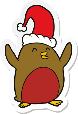 Bir insan tarafından çizilmiş Robin çizgi filminin çıkartması.