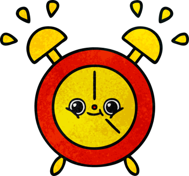 Bir insan tarafından çizilmiş bir çalar saatin retro grunge desen karikatürü