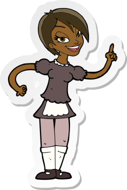 Bir insan tarafından çizilmiş bir çizgi film garsonunun çıkartması.