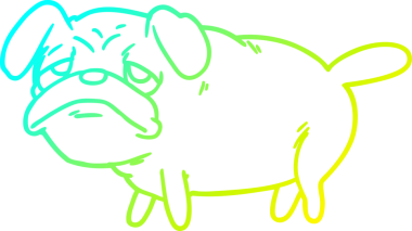 Bir insan tarafından çizilmiş mutsuz bir köpek çizgi film çizimi.