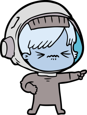 Bir insan tarafından çizilmiş astronot kadın.