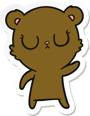 Bir insan tarafından çizilmiş barışçıl bir çizgi film ayısının çıkartması.