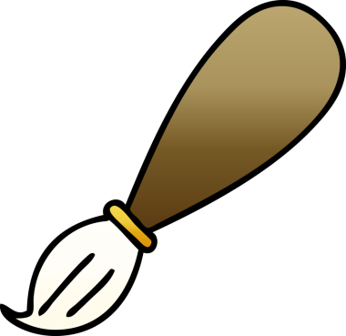 Bir insan tarafından çizilmiş bir boya fırçasının gölgeli karikatürü