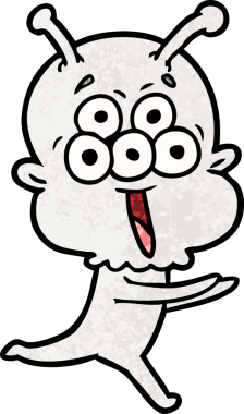 Bir insan tarafından çizilen mutlu uzaylı çizgi filmi.