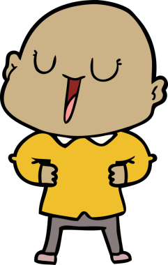 Bir insan tarafından çizilmiş mutlu, kel adam.