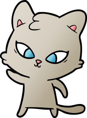 Bir insan tarafından çizilmiş sevimli çizgi film kedisi.