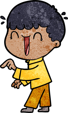 Bir insan tarafından çizilmiş, gülen çizgi film adamı.