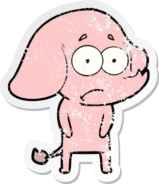 Bir insan tarafından çizilmiş belirsiz bir filin sıkıntılı çıkartması.