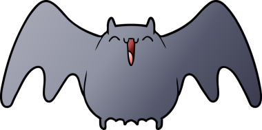 Bir insan tarafından çizilmiş ürkütücü çizgi film yarasası.