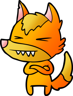 Bir insan tarafından çizilmiş tilki çizgi film karakteri