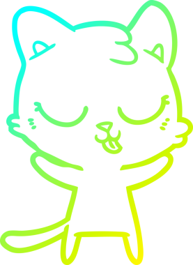 Bir insan tarafından çizilmiş bir çizgi film kedisinin soğuk gradyan çizgisi.