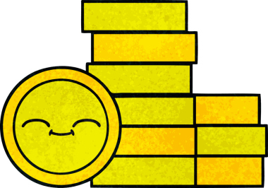 Bir insan tarafından çizilmiş eski grunge desenli bozuk paraların karikatürü