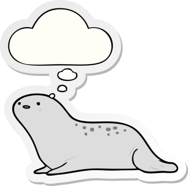 Düşünce baloncuklu karikatür mührü insan tarafından çizilmiş bir çıkartma.