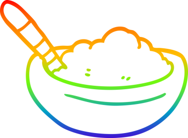 gökkuşağı gradyanı çizimi bir insan tarafından çizilmiş bir polenta tabağı