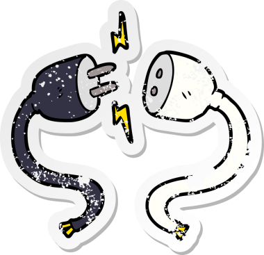 Bir insan tarafından çizilmiş bir çizgi film etiketi ve soketi.