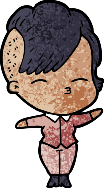 Bir insan tarafından çizilmiş şaşı çizgi film kızı.