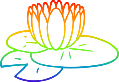 Bir insan tarafından çizilen nilüfer çiçeğinin gökkuşağı gradyanı çizimi