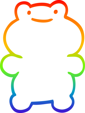 Bir insan tarafından çizilmiş komik bir kurbağanın çizdiği gökkuşağı gradyanı çizimi