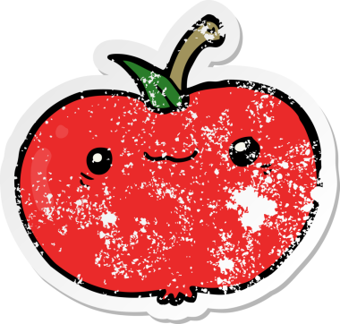 Bir insan tarafından çizilmiş karikatür elmasının sıkıntılı çıkartması.