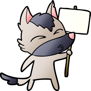 Bir insan tarafından çizilmiş protestolu bir kurt.