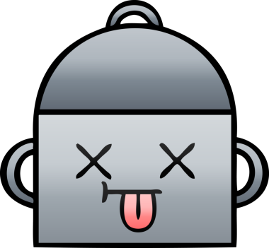 Bir insan tarafından çizilmiş tencerenin gölgeli karikatürü.