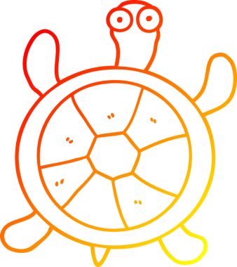 Bir insan tarafından çizilmiş karikatür kaplumbağasının sıcak çizgi çizimi